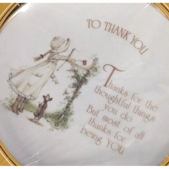 NOS Holly Hobbie Thank You Plate 1975 Porcelain Lasting Memories Prairie Vtg 70s - Picture 12 of 13